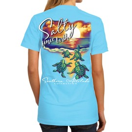 Southern Attitude Salty Since Birth - Sky Blue Women's T-Shirt (Large)