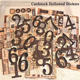 Vilikya 90Pcs Tag Label Scrapbook Stickers for Junk Journal Ephemera, PET Number Sticker for Journaling Kit, Vintage Scrapbooking Paper for Decoupage, Collage Cards Frame Stickers for Bullet Journal