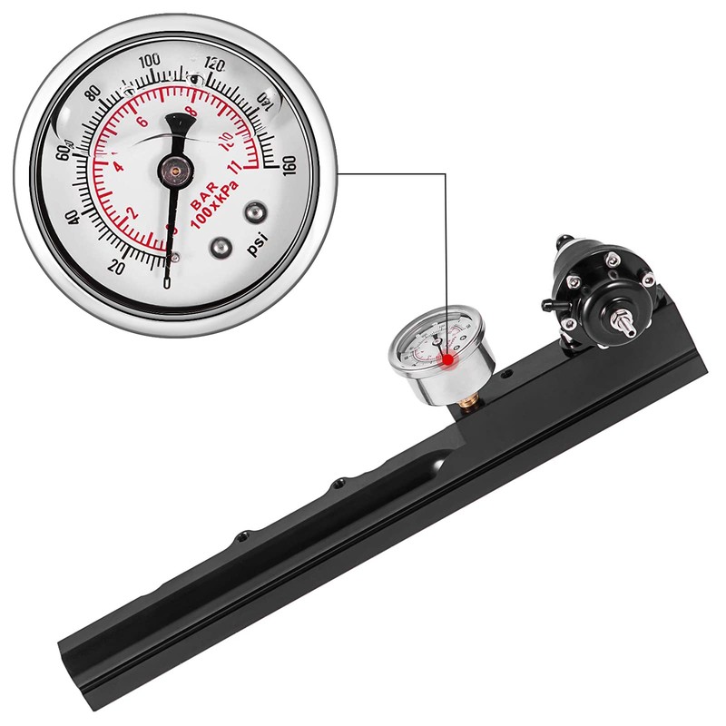 High-Flow Fuel Rail Kit with Pressure Regulator Gauge for Honda