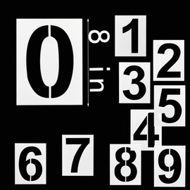 Zucosue 8 Inch Reusable Number Stencils 0-9, Plastic Painting Templates for Warehouse Marking, Loading Dock, Parking Space & Address Number Stencils
