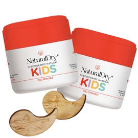 NaturalDry - Desodorante en formato crema para niños Kids con piel sensible - Pack de 2 Kids Piel Sensible - Aroma a naranja - SIN Bicarbonato de Sodio - Sin aluminio - Sin parabenos - Elimina el mal olor - Tarro