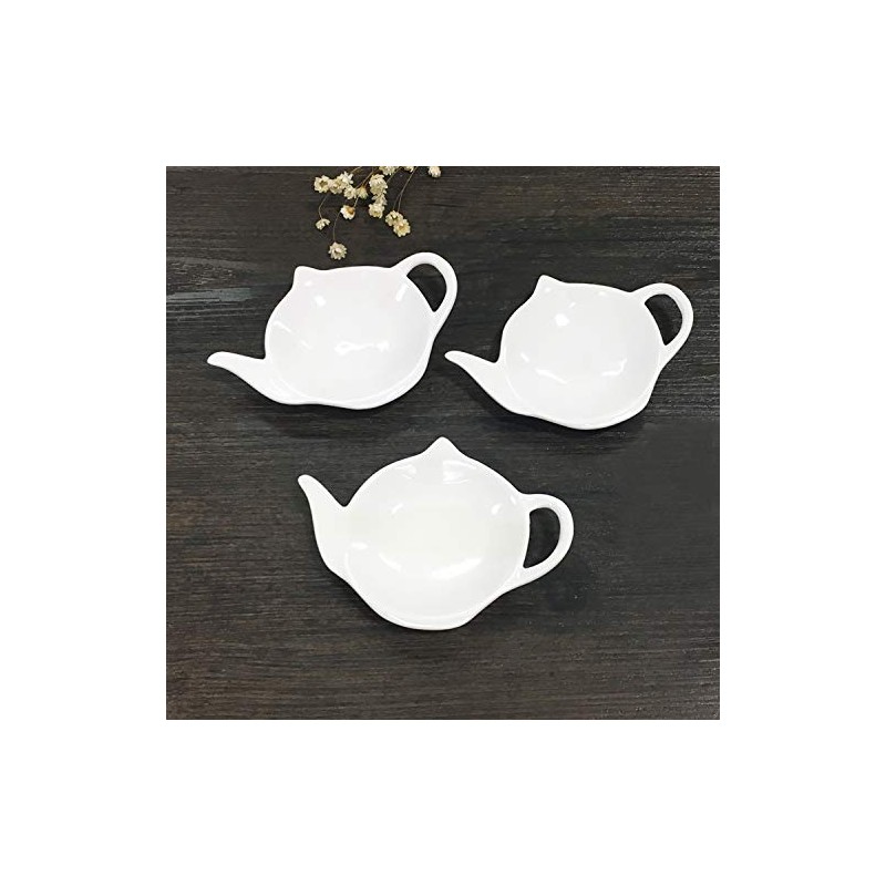 Sizikato 4pcs Pure White Ceramic Tea Bag Holder Tea Bag