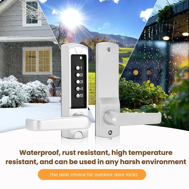 Souyou Mechanical Door Lock with Handle,Stainless Steel Mechanical Keyless Entry