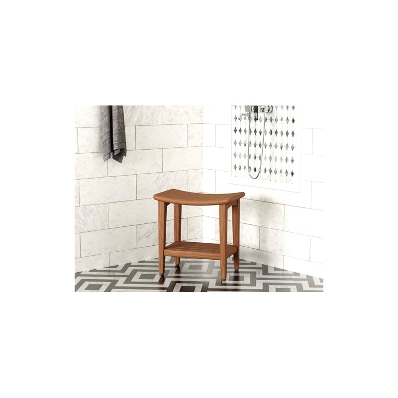 18" Sumba-Bjön™ Slatted Teak Shower Bench with Shelf