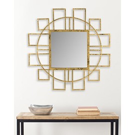 Safavieh Home Collection Matrix-Art Deco 35 x 35-inch Gold Decorative-Mirror