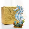 YU FENG Hinged Seahorse Trinket Box Hand-Pasted Rhinestones Crystal Jewelry