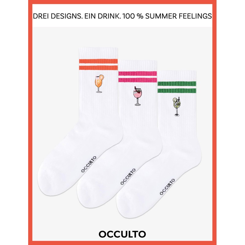 Occulto Women's & Men's Tennis Socks with Stripes Pack of