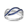Half Eternity Weave Knot Ring Crisscross Crossover Simulated Blue Sapphire