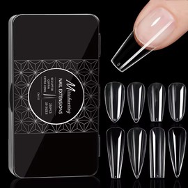 50pcs/box Transparent Seamless Fake Nail Soft Full Cover Trapezoidal Oval Almond Full Paste for Nail Decoration Tools