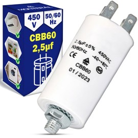 Capacitor 2.5µf 450V 50/60Hz Starting Capacitor Type CBB60 with an Operating Temperature from -40 to +85°C MONTERAL