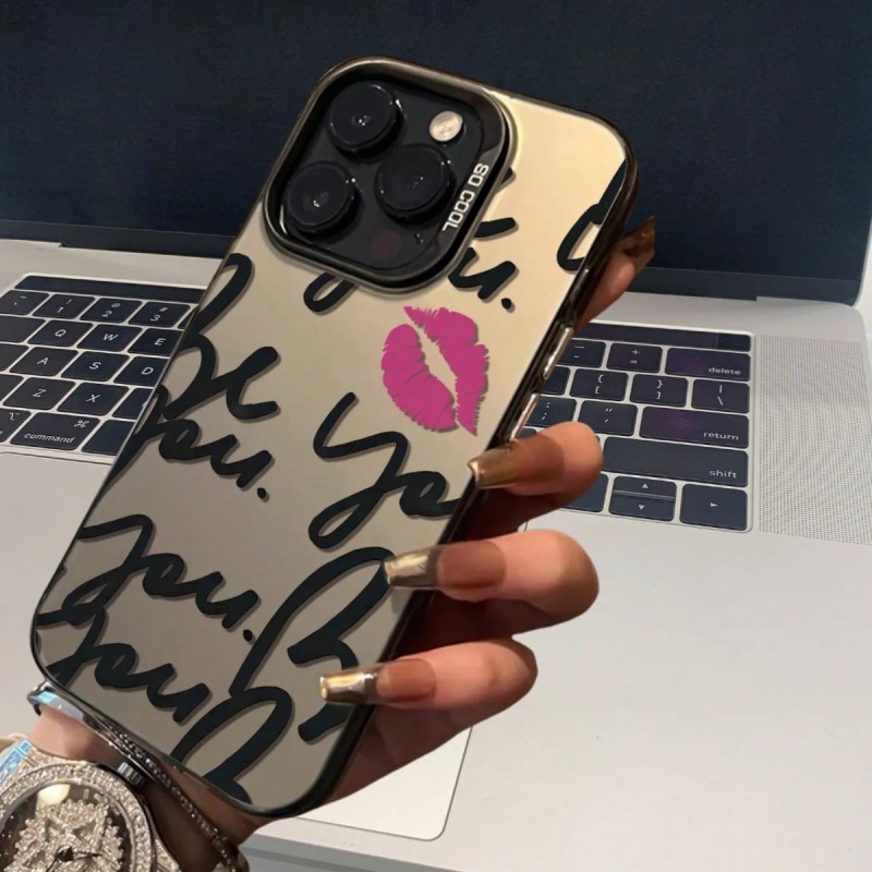 Funda Personalizada De Silicona Con Labios Rojos Y Letras Graffiti