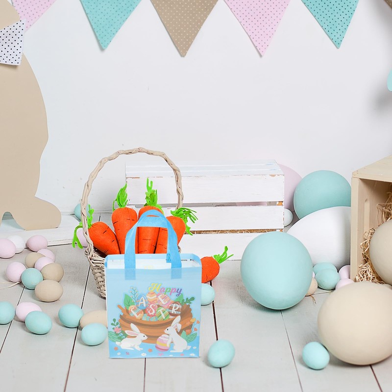 JOINPAYA 4pcs Easter Tote Bags: Reusable Bag Bunny Easter Egg