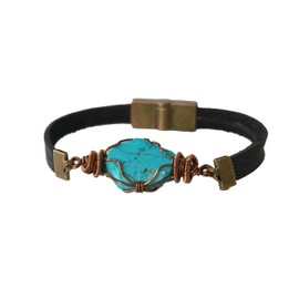 VALOR 835 Natural Crystal Bracelet for Men - NEW Genuine Turquoise Bracelet Men’s Raw Crystal Bracelet December Birthstone Men's Jewelry Gift (7")