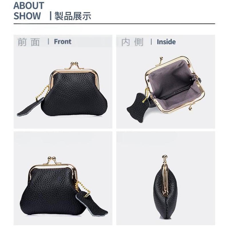 LOHGOU Genuine Leather Coin Purse, Snap Coy Pouch, Cute, Lightweight,
