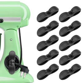 HAIJSEVR Cord Organizer for Appliances, 10Pcs Charger Clips for Kitchen Adhesive Cord Holder Wire Wrapper for Blender Coffee Maker Air Fryer Toaster (Black)