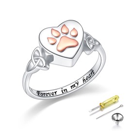 S925 Sterling Silver Urn Ring for Ashes Pets Heart Love Keepsake Memorial Cremation Jewelry for Women, Sterling Silver, Cubic Zirconia