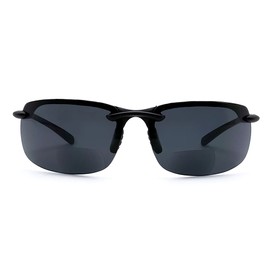 VITENZI Bifocal Sunglasses Semi Rimless Wraparound Reading Sun Tinted Glasses with Readers - Monza in Black 2.75