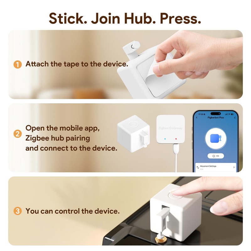ORYZIC Fingerbot Plus Zigbee Smart Button Switch Pusher, Zigbee Hub