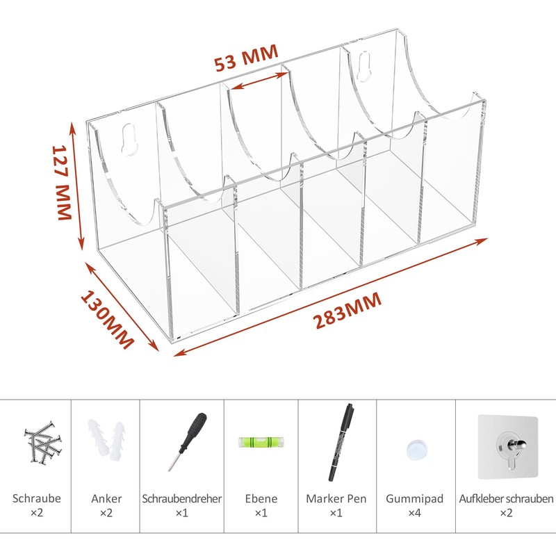Sezanrpt 5 Compartments Acrylic Belt Organiser, Clear Belt Display Case