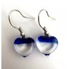 Murano Glass, Handcrafted Unique Jewelry, Heart Earrings, 925 Sterling Silver