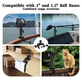 VINmounts Heavy Duty C-Clamp Mount Compatible with RAM Systems 1" and 1.5" Size Round Ball Bases,Aluminum C Clamp Kayak Mount,3.27-Inch Jaw Opening