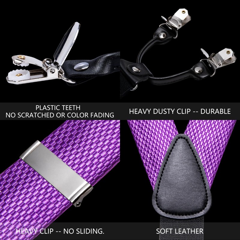 Barry.Wang Suspenders and Bow Tie Set for Men Solid Paisley
