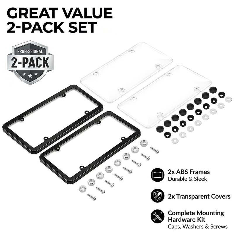 License Plate Frame Cover, Rear Front Car Plate Protector Fits