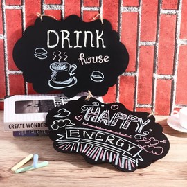 NUOLUX Mini Chalkboard Door Plate, Welcome Board, Shop Sign, Blackboard, Menu Board, Open Close Sign, Double Sided Usable, Set of 4