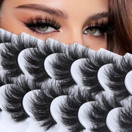 Mink Lashes 3D Fluffy False Eyelashes 17mm Dramatic Faux Mink Lashes Pack Thick Volume Fake Eyelash 7 Pairs by Eefofnn