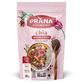Prana Prana C Organic Whole Black Chia Seeds | Non-GMO, Gluten Free | KETO | Source of Omega-3 & Calcium | High in Fibre| 300 Grams
