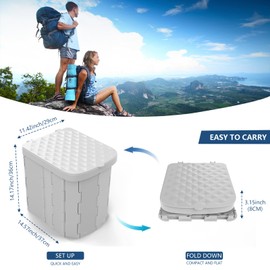 Hapoon XL Portable Folding Camping Toilet with Lid - Travel Portable Potty for Adults, 12 Toilet Bags, 12 Pack Liquid Waste Gel, Light Grey