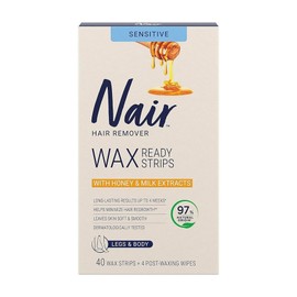 Nair Sensitive body hair removal wax strips 40+4 pieces (honey & milk), 1 piece / 네어 민감성용 바디제모 왁스스트립40+4매 (허니&밀크), 1개