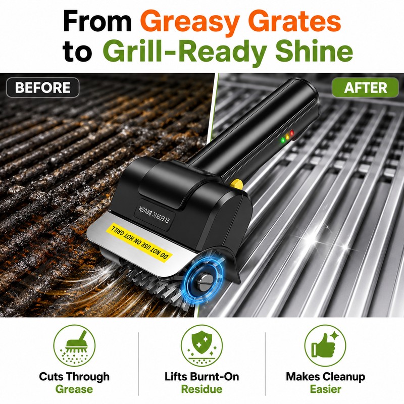 Electric Stainless Steel BBQ Brush for Grill Cleaning – Rechargeable