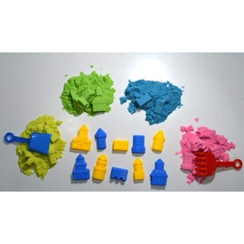 Magic Sand for Modelling 800 gr. 4 colours. With 10 castle moulds and tools