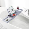 Utoplike Bathtub Tray Caddy Bamboo, Grey Bath Table for Tub