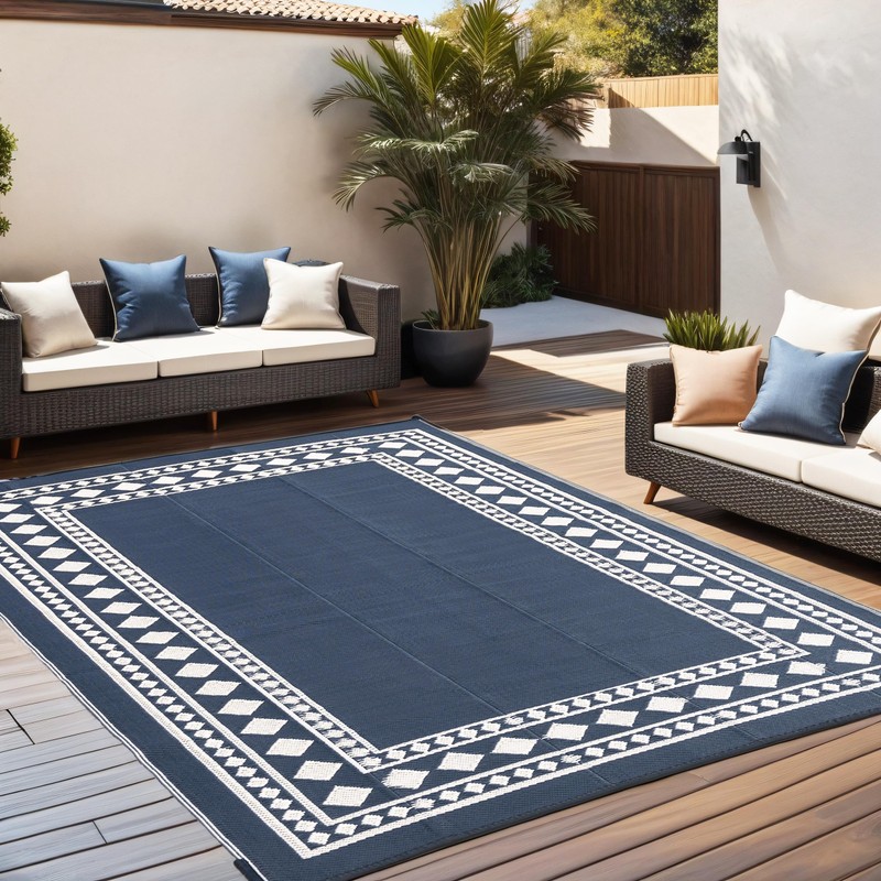 RURALITY Outdoor Rugs 8x10 Waterproof for Patios Clearance,Plastic Straw Mats
