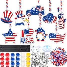Pasimy 36 Set Patriotic 4th of July Suncatchers Paint Craft Kits USA Summer DIY Window Hanging Ornaments Decorations Independence Day Art Project National Day Party Favors Gifts for Classroom Home