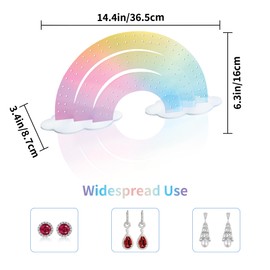 Cutora Acrylic Iridescent Earring Holder Organizer Stand for Ear Studs 3-Tier Rainbow Small Stud Earrings Display Rack Jewelry Storage Display Stand Showcase for Girls Women 14.4" W x 6.3" H