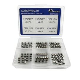 Christmas Light Quick Burn Glass Fuse Combination Kit 3.6x10mm Mini Fuse 125V 2 3 5A Ampere Package in Transparent Plastic Box, Three Models, Total 60PCS