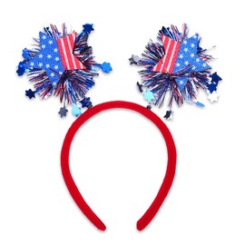 4th of July Headband Patriotic Head Boppers Glitter Star Hair Band American Flag Design Headpiece Red White and Blue Headwear Fourth of July Party Accessories for Independence Day Parades 1PCS