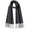 Atano Mens Fine Soft Scarf with Tassel Ends Black Herringbone