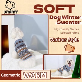 Loyanyy Dog Sweater Soft Warm Dog Clothes Knitted Cat Sweater Classic Thick Pet Pullover Cute Winter Dog Sweatersfor Winter Puppy Kitten Sweater for Small Medium Girl Boy Blue Small