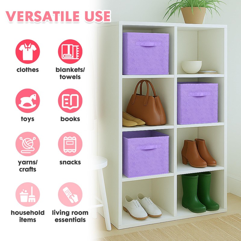 ShellKingdom Storage Bins, Foldable Fabric Storage Cubes with 3D Embossed