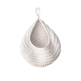 Wall Basket for Kitchen Storage, Peg Bag for Washing Line, Teardrop Hanging Storage Baskets, Handwoven Washable for Clothespin Vegetable Fruit Planters Garlic Potato Vegetable (White, S)