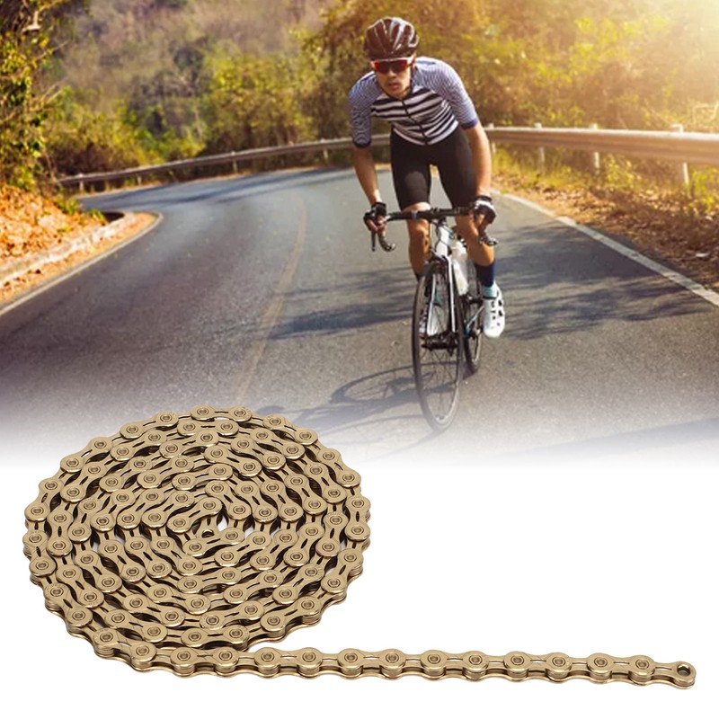 Mountain Bike Chain 10 Speed High Carbon Steel Gold Hollow