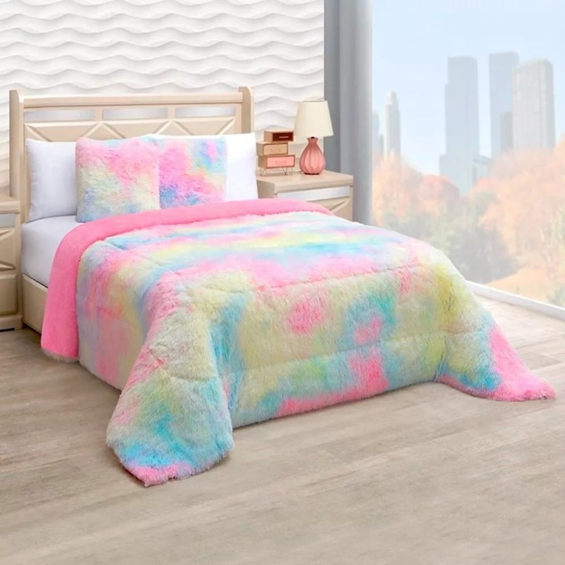 Elefantito Cobertor Individual Invernal Grizzly Borrega Tie Dye 2 Vista