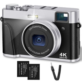 Lecran 4K Digital Camera, Autofocus, 48 Megapixels, Image Stabilization, 16x Zoom, Mode Dial, Flash, Includes Finder, Lightweight, Portable, Convenient for Beginners, School Trips, Vlog Camera