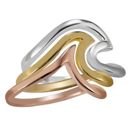 Aloha Jewelry Company 925 Sterling Silver Hawaiian Heirloom Trinity Wave Puzzle Ring Stackable Wedding Engagement Promise Eternity Band, Nickel Free Hypoallergenic for Sensitive Skin, with Gift Box,