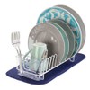 mDesign Steel Compact Modern Dish Drying Rack with Removable Cutlery
