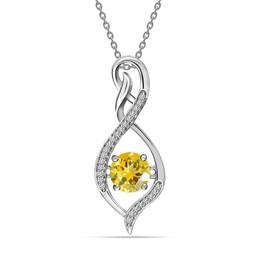 LeCalla Valentines Day Necklace 925 Sterling Silver Infinity Necklace Women Citrine Birthstone CZ Pendant Necklace Valentine gift for her 20 Inch